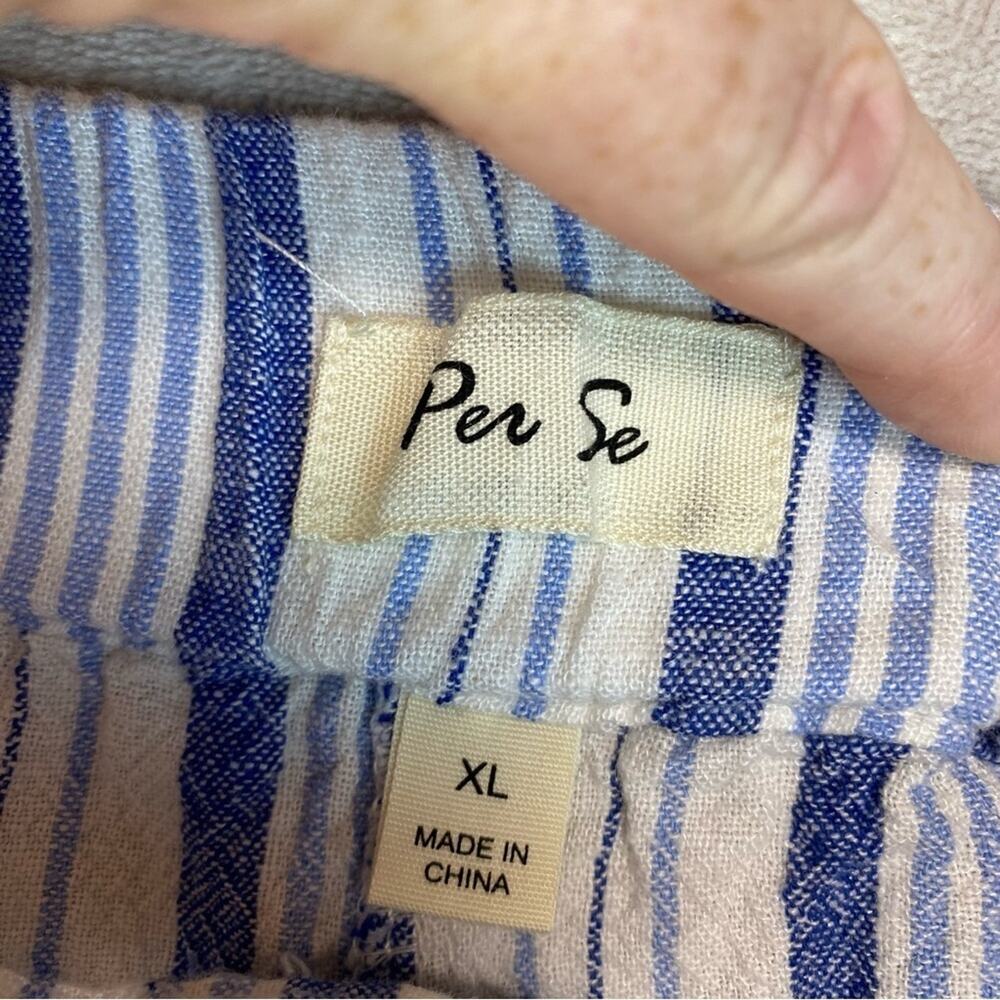 Per Se Woman’s Linen Pants Striped Elastic Waistband XL - Picture 3 of 7